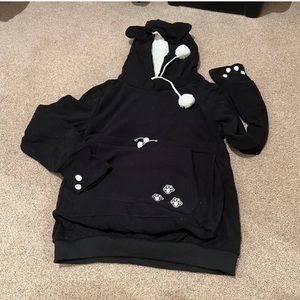Black Cat hoodie that fits cat in pocket size M